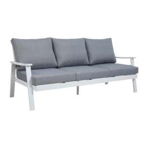 Set de jardín – Aluminio blanco y cojines grises