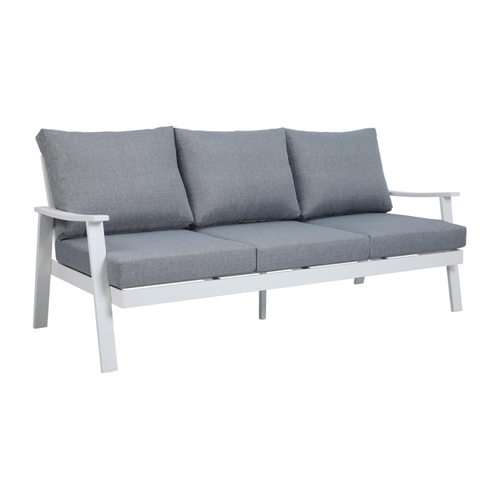 Set de jardín – Aluminio blanco y cojines grises