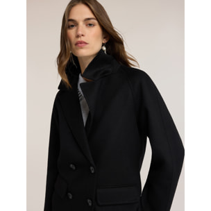 Motivi - Cappotto doppiopetto in double misto lana - Nero