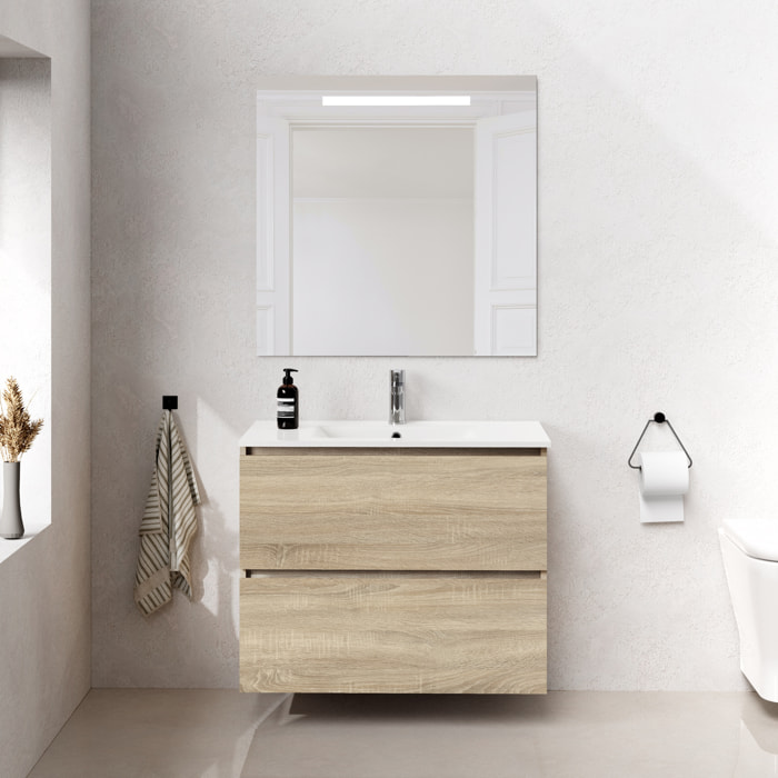 Conjunto mueble de baño SEA Alday, 80cm, Natural