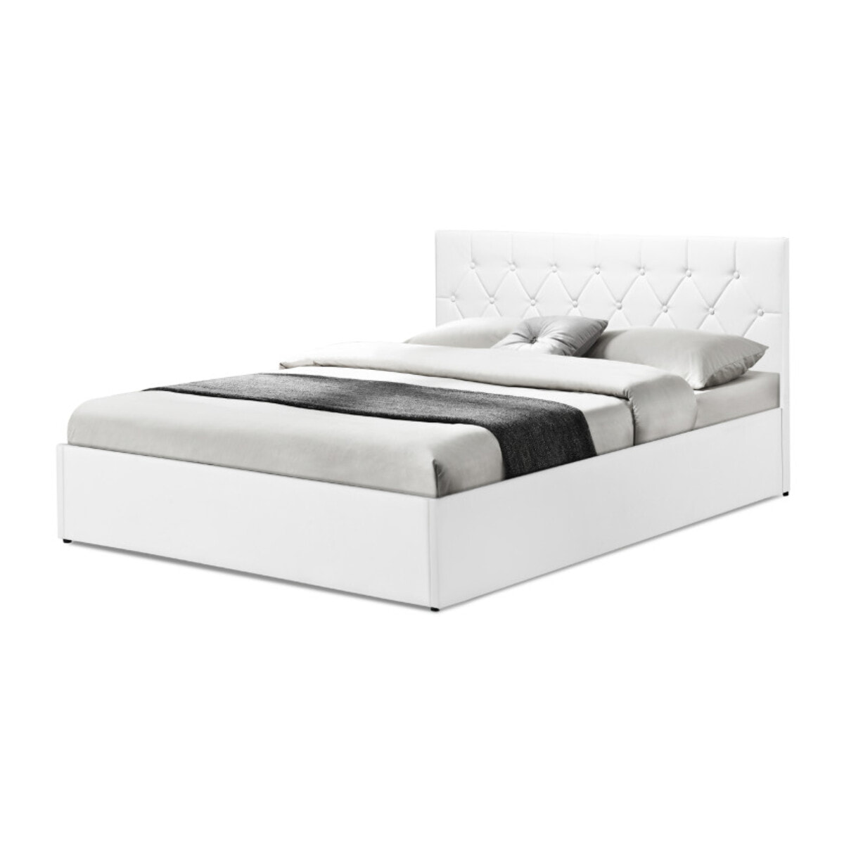 Lit coffre Hannah PVC avec sommier - Blanc