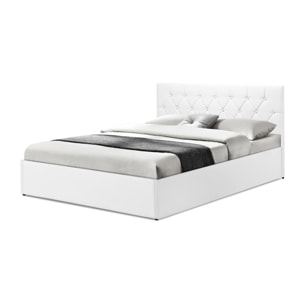 Lit coffre Hannah PVC avec sommier - Blanc