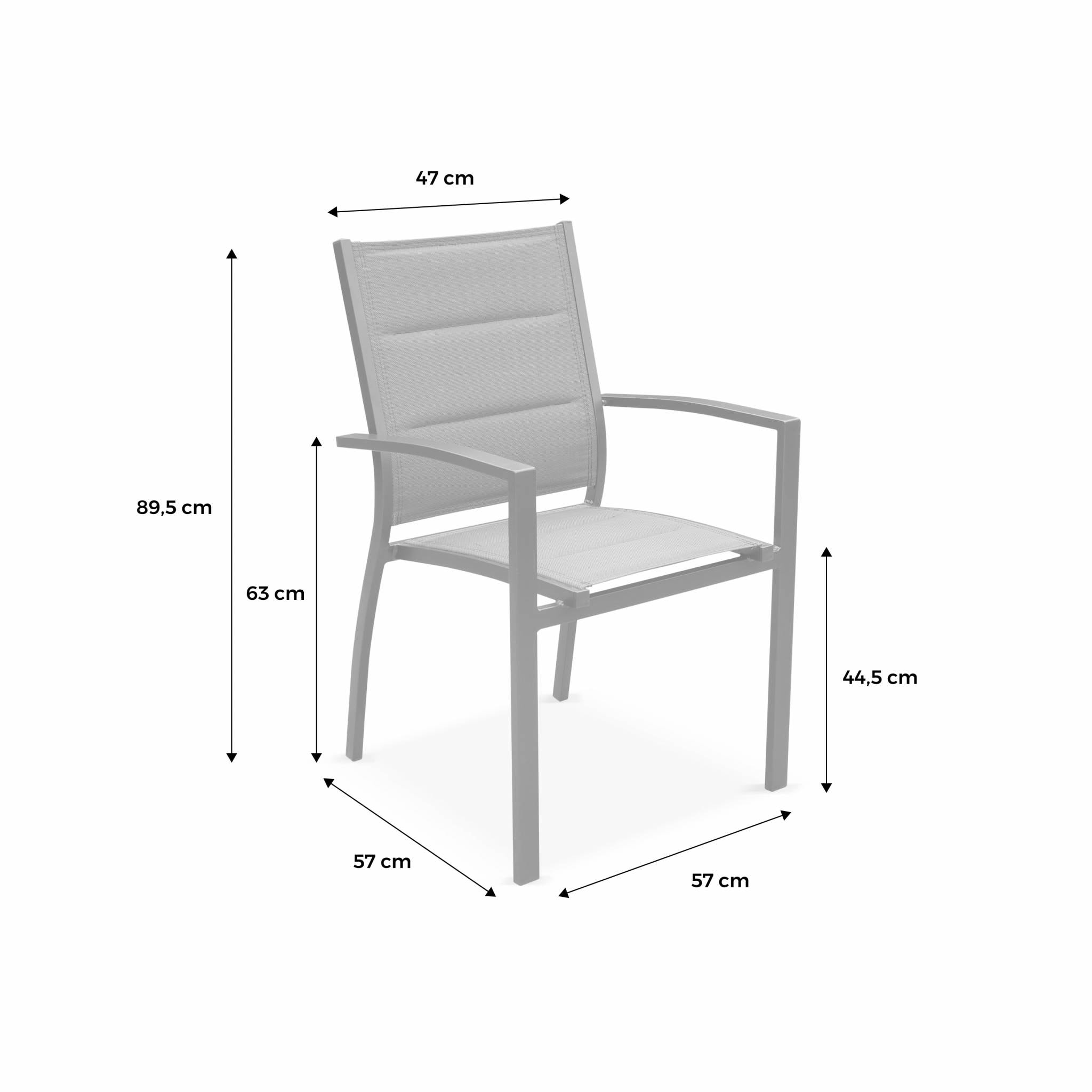 Lot de 2 fauteuils - Chicago / Odenton  - En aluminium gris et textilène gris foncé. empilables