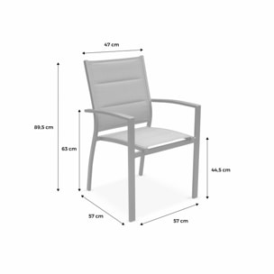 Lot de 2 fauteuils - Chicago / Odenton  - En aluminium gris et textilène gris foncé. empilables