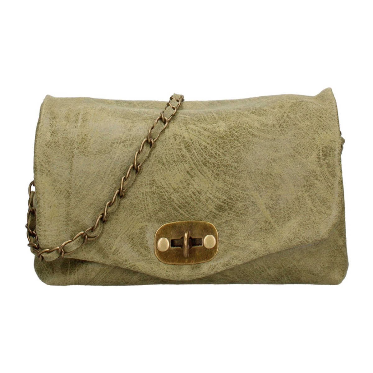 Borsa a tracolla da donna Made in Italy - Modello Floralia Lux - Pelle scamosciata - 25.0 x 15.0 x 11.0 cm