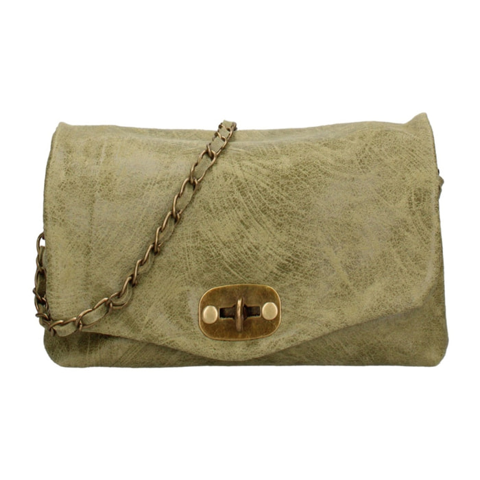 Borsa a tracolla da donna Made in Italy - Modello Floralia Lux - Pelle scamosciata - 25.0 x 15.0 x 11.0 cm