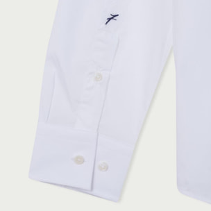 Camicia Uomo 1 Bottone Italiano Slim Popeline stretch Unito Bianco