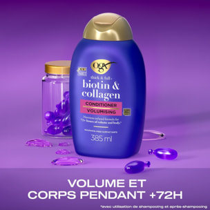 OGX Après-Shampooing Volumateur Biotine & Collagène, 385 ml – Soin capillaire avec formule infusée de nutriments – Sans sulfate