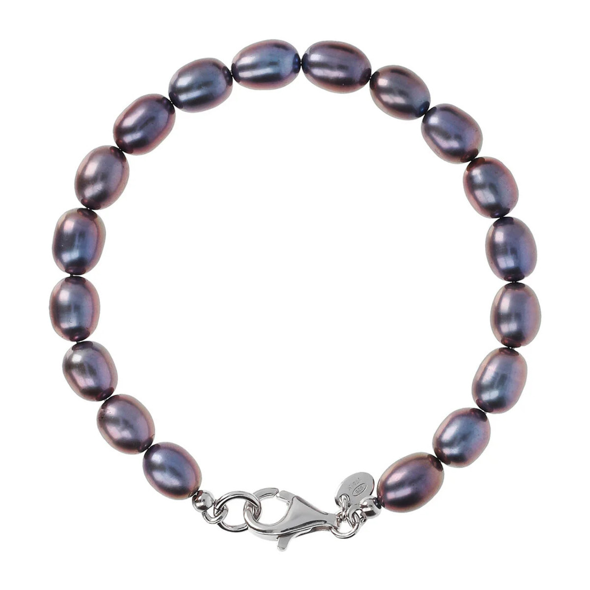 PERLAVIVA - Bracciale in Argento 925 placcato Rodio con Perle d'Acqua Dolce Gialle Ø 6.5/7x8.5/9 mm