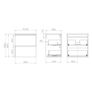 Conjunto de Baño Yinu | 60 cm Negro - Solomon | Dos Cajones | Lavabo Encastrado | No incluye Espejo | Alday