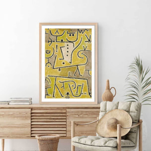 Affiche art Abstrait Gilet rouge par Paul Klee Affiche + cadre en bois - Chêne