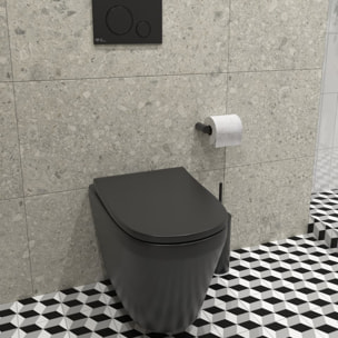 Integra WC sans bride + Abattant avec frein de chute en Duroplast, Noir mat (7041-083-6285)