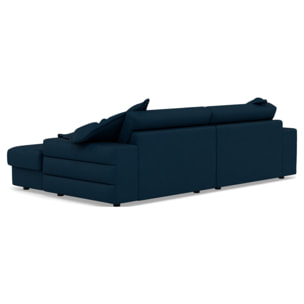 Giulia - canapé droit 4 places double méridienne - assise profonde - en tissu texturé - Bleu