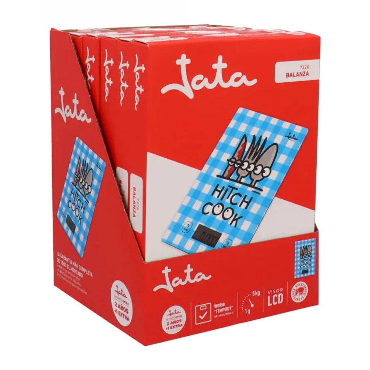 Báscula de cocina JATA 732K hasta 5 kg. Alta precisión. Función de tara. Visor LCD