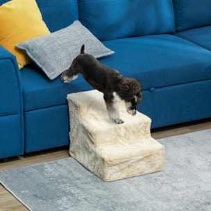 Escalier pour chien à 3 marches déhoussable lavable - 46 x 35 x 35 cm - beige