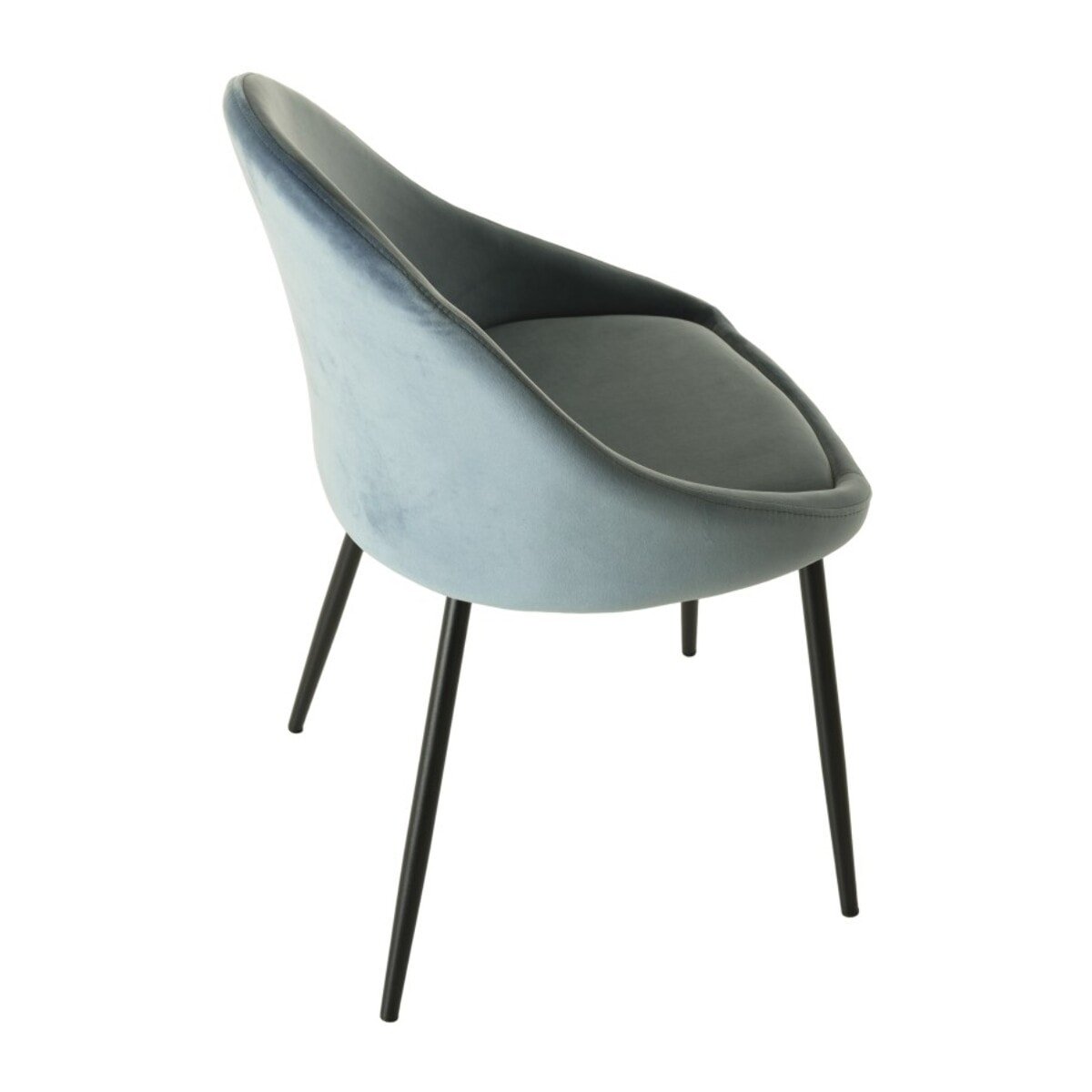 TOM - Lot de 2 chaises velours bleu pieds métal noir