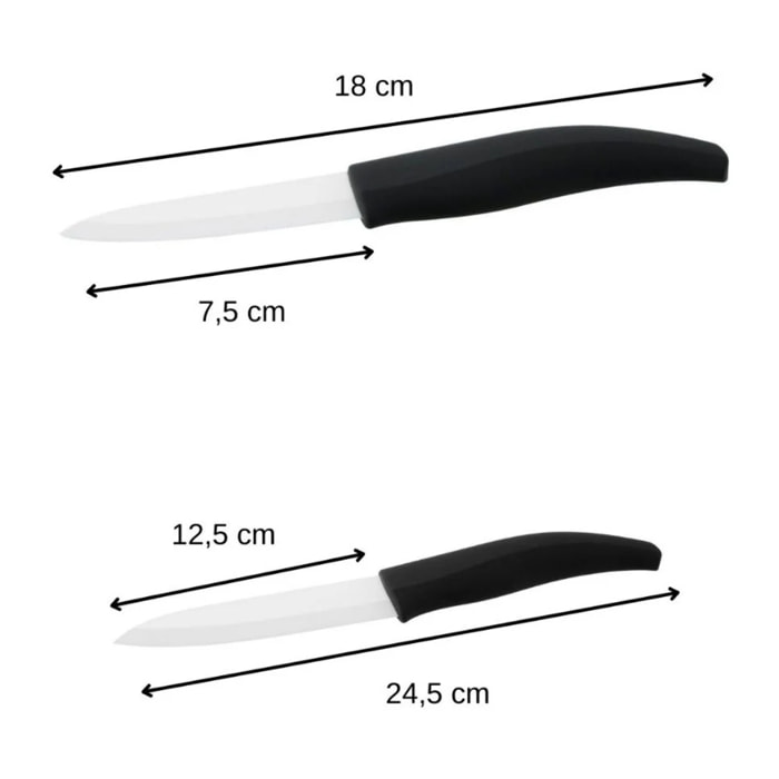 Set de 2 couteaux de cuisine lame en céramique 18 et 24 cm Nirosta