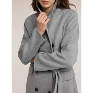 Motivi - Cappotto cinturato doppiopetto in misto lana - Grigio
