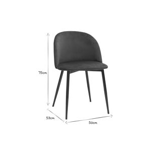 Chaises design en tissu velours bleu pétrole et métal noir (lot de 2) CELESTE