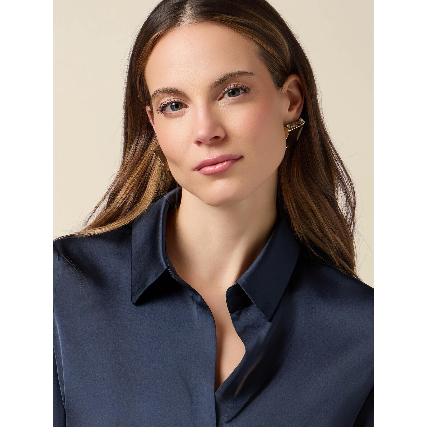 Oltre - Camicia in raso - Blu