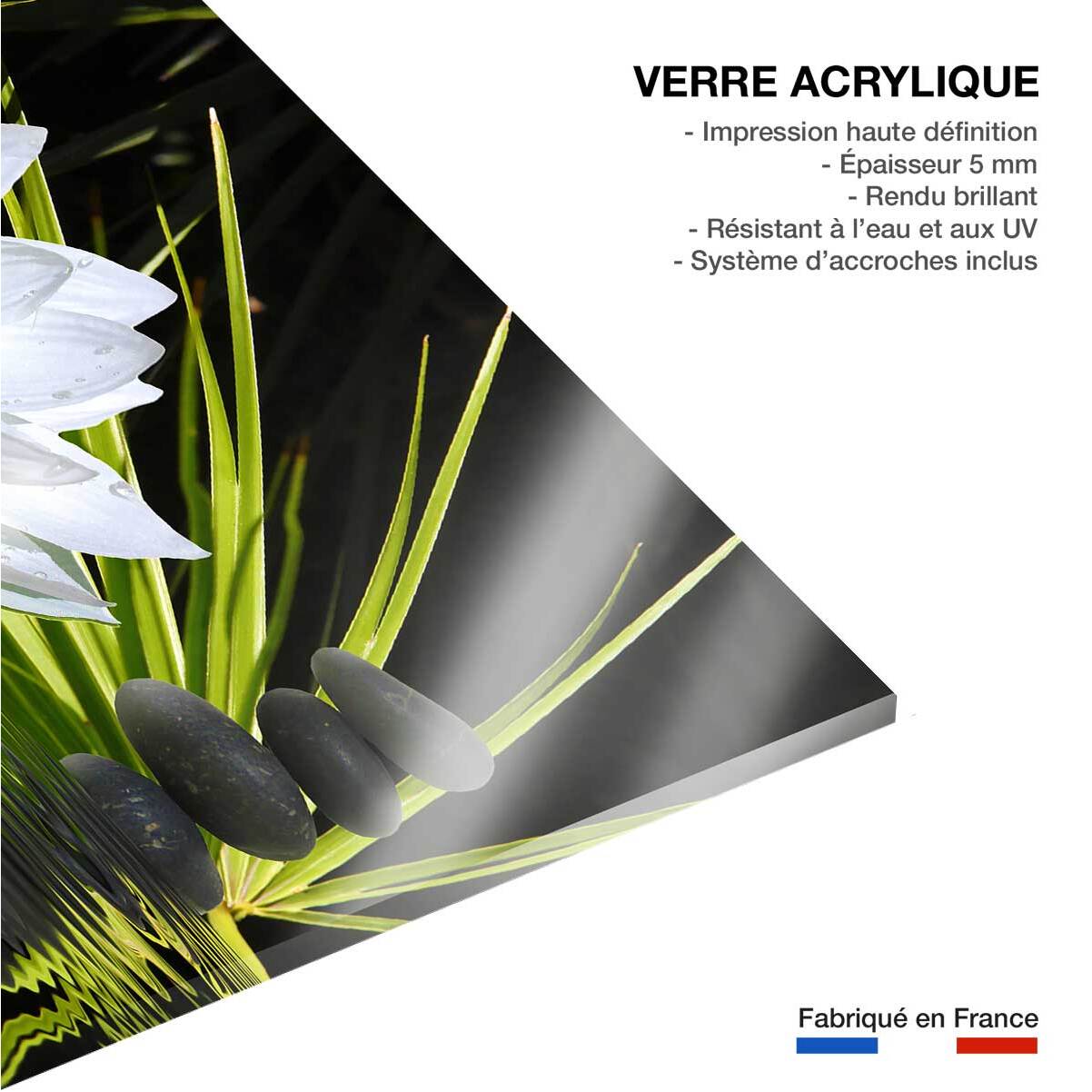 Tableau fleur de lotus et galets Tableau plexiglas