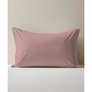 Coppia Federe cuscini letto PERCALLE ROSA tinta unita 100% Percalle di Cotone e Made in Italy