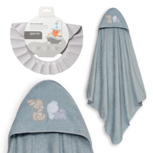 Capa Baño 1X1 Mod Oso Tumbado Conejito+Gorro Gris