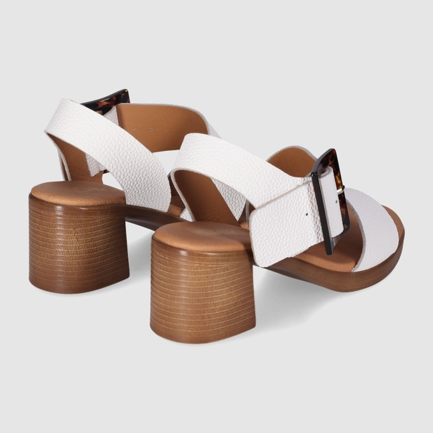 Sandalias de Piel - Blanco - Tacón: 6 cm