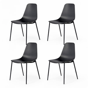 Set 4 Sedie Moderne Con Schienale Ergonomico In Polipropilene E Gambe In Metallo Cucina Sala Da Pranzo Soggiorno Ufficio 87 x 53 x 49 Cm Nero