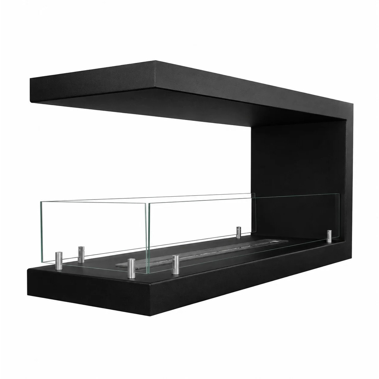 Maratea 120 - Camino a Bioetanolo da Incasso Trifacciale 120x50x30 cm con Bruciatore 1,25lt in Acciaio