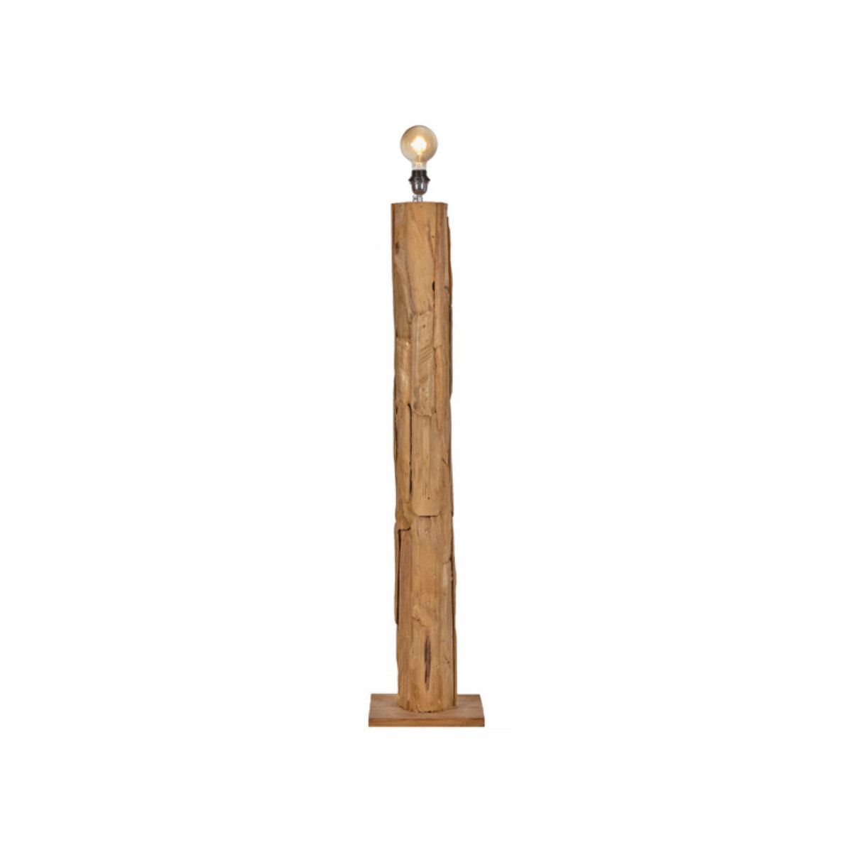 Lampadaire morceaux de teck exotique naturel assemblés - PONGO