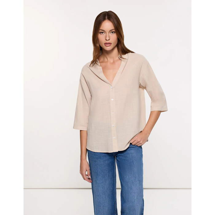 Camisa Manga Larga Beige - Astromi