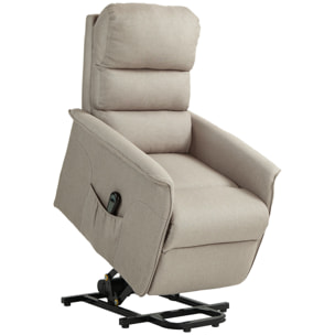 Sillón Relax Reclinable Eléctrico Sillón Levanta Personas con Mando a Distancia y Bolsillo Lateral Sillón Elevador para Salón Dormitorio Beige