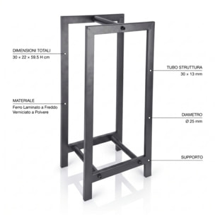 Portalegna verticale in acciaio Tamala 59,5 cm, supporto legna salvaspazio per camino e stufa, design moderno industriale, resistente e stabile, ideale per interno ed esterno, giardino terrazzo e area barbecue