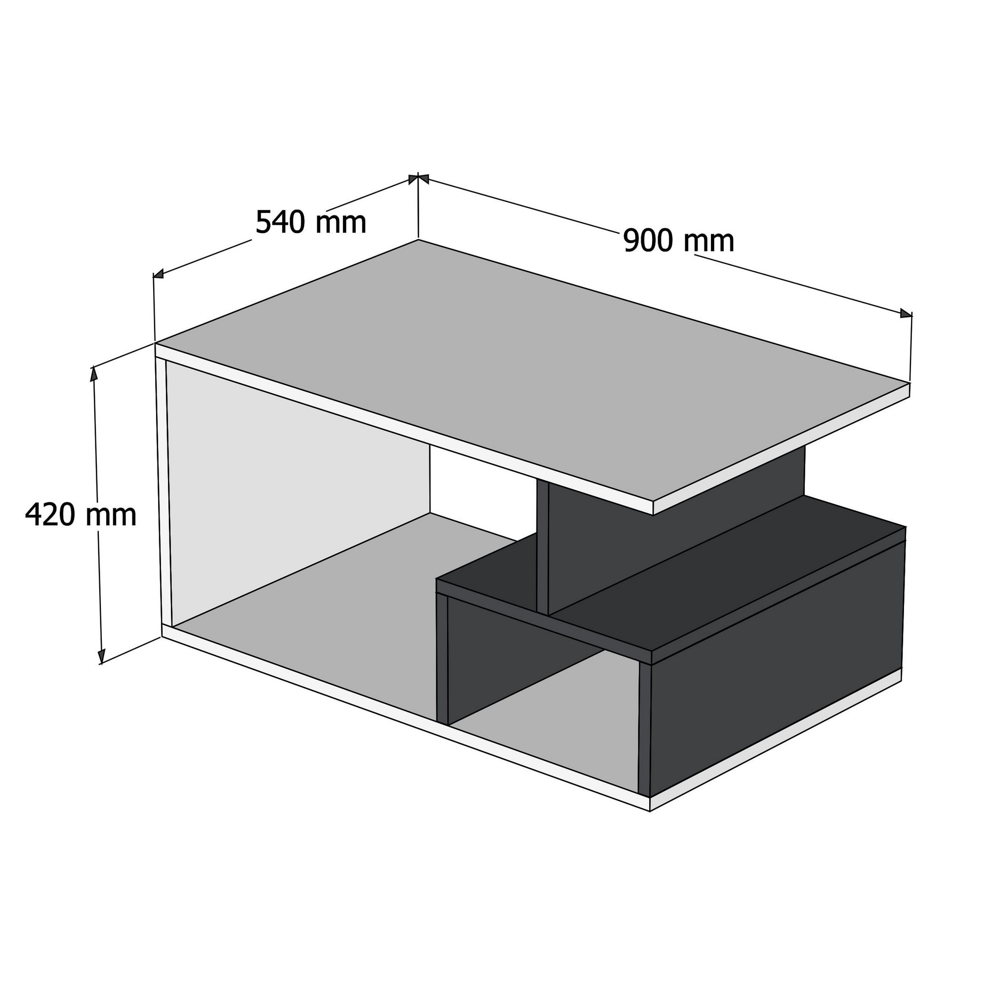 Mesa auxiliar,100% tablero de aglomerado rechapado en melamina, color oscuro  nogal

blanco