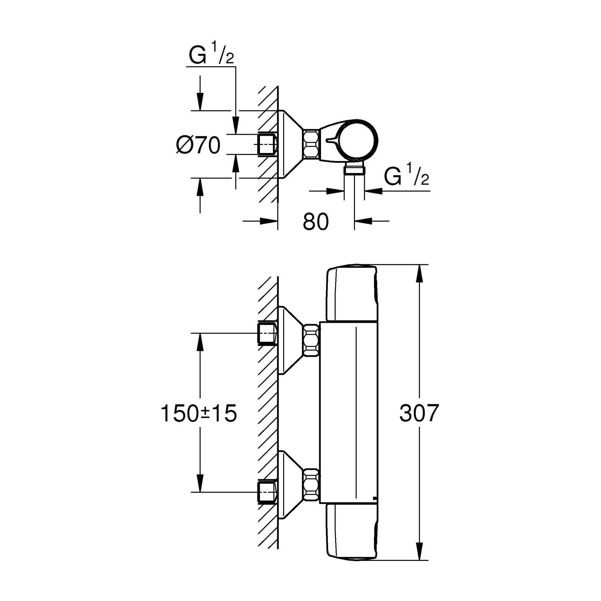 GROHE Precision Trend Mitigeur thermostatique Douche Chromé