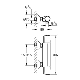 GROHE Precision Trend Mitigeur thermostatique Douche Chromé