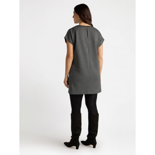 Fiorella Rubino - Vestito in punto Milano con ricamo - Grigio