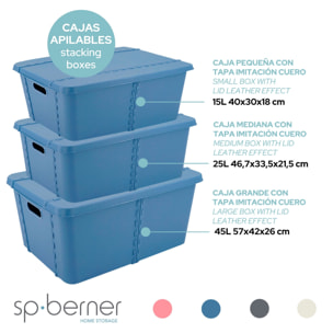Caja de almacenaje con tapa azul