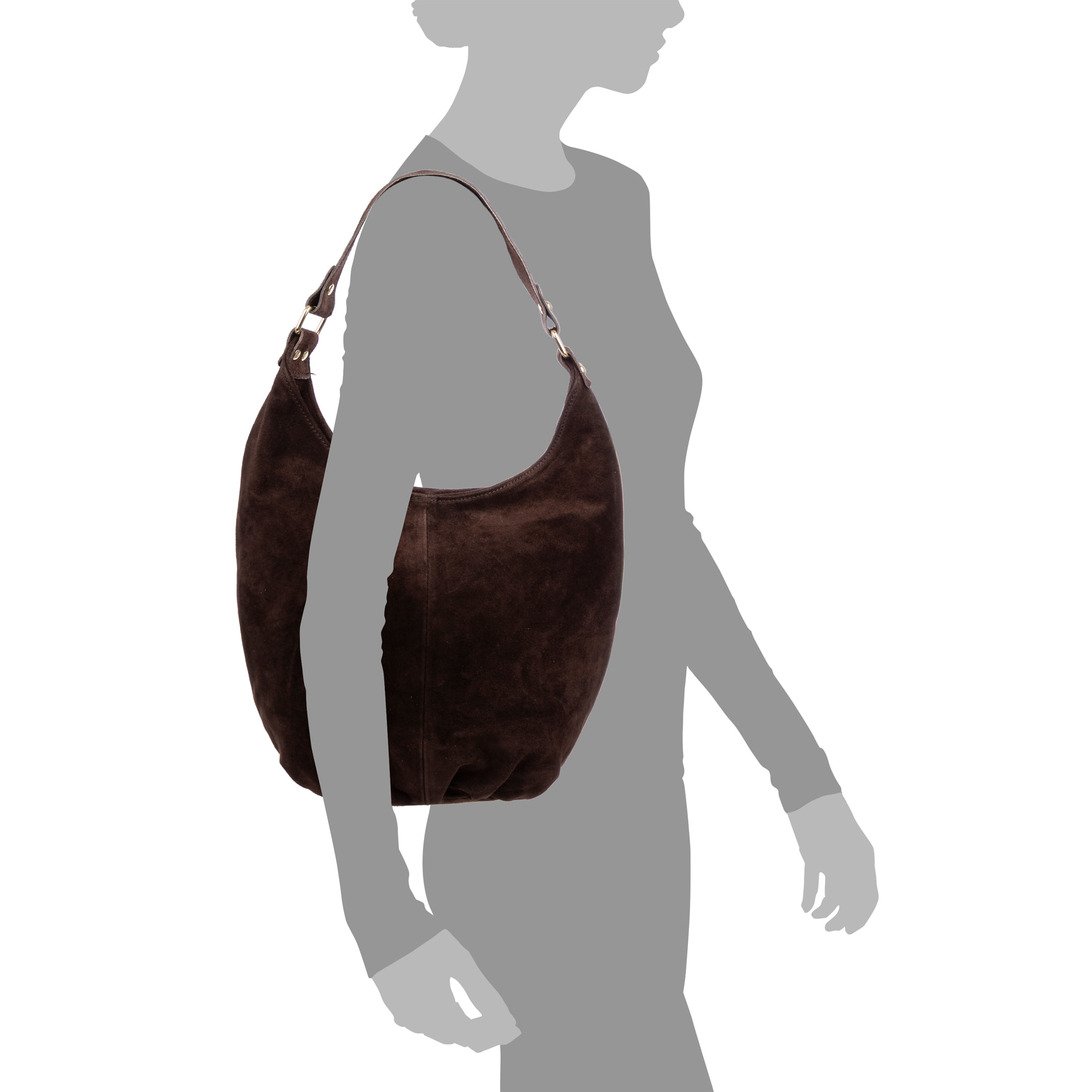 Basiano Bolso de hombro Mujer. Piel auténtica Gamuza