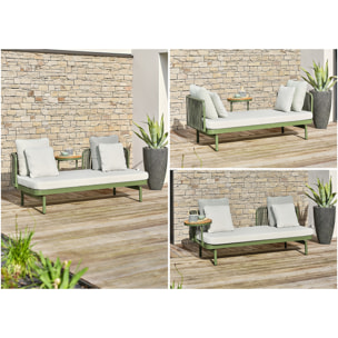 BARLIA - Canapé de jardin 3 places en aluminium - Olive
