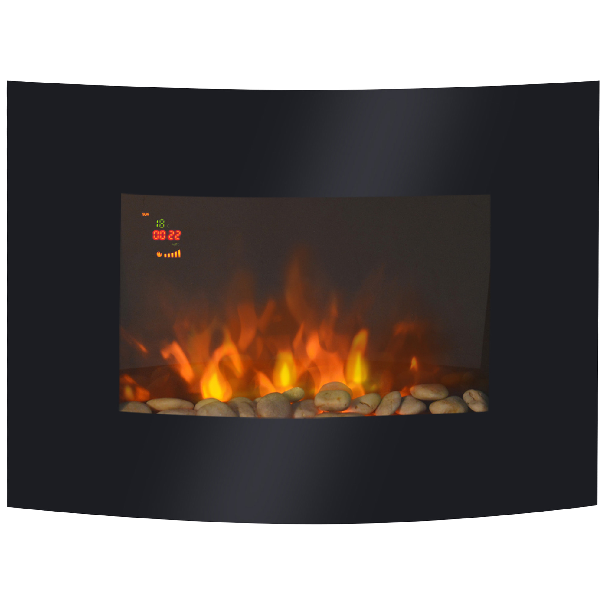 Chimenea Eléctrica de Pared Calefactor Estufa Eléctrica 900/1800W 65x11.4x52cm