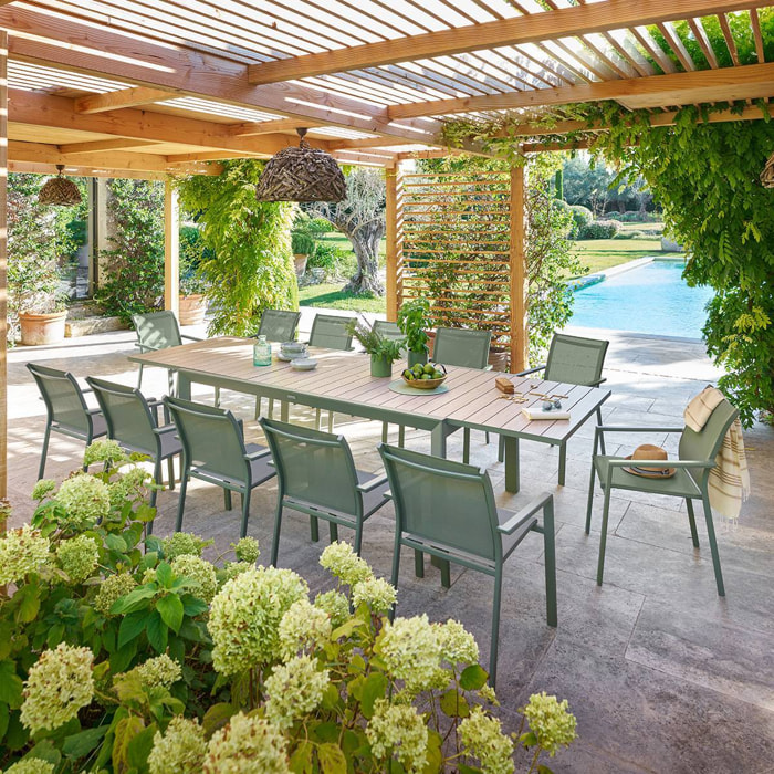 Table de jardin 12 places Evasion extensible beige lin