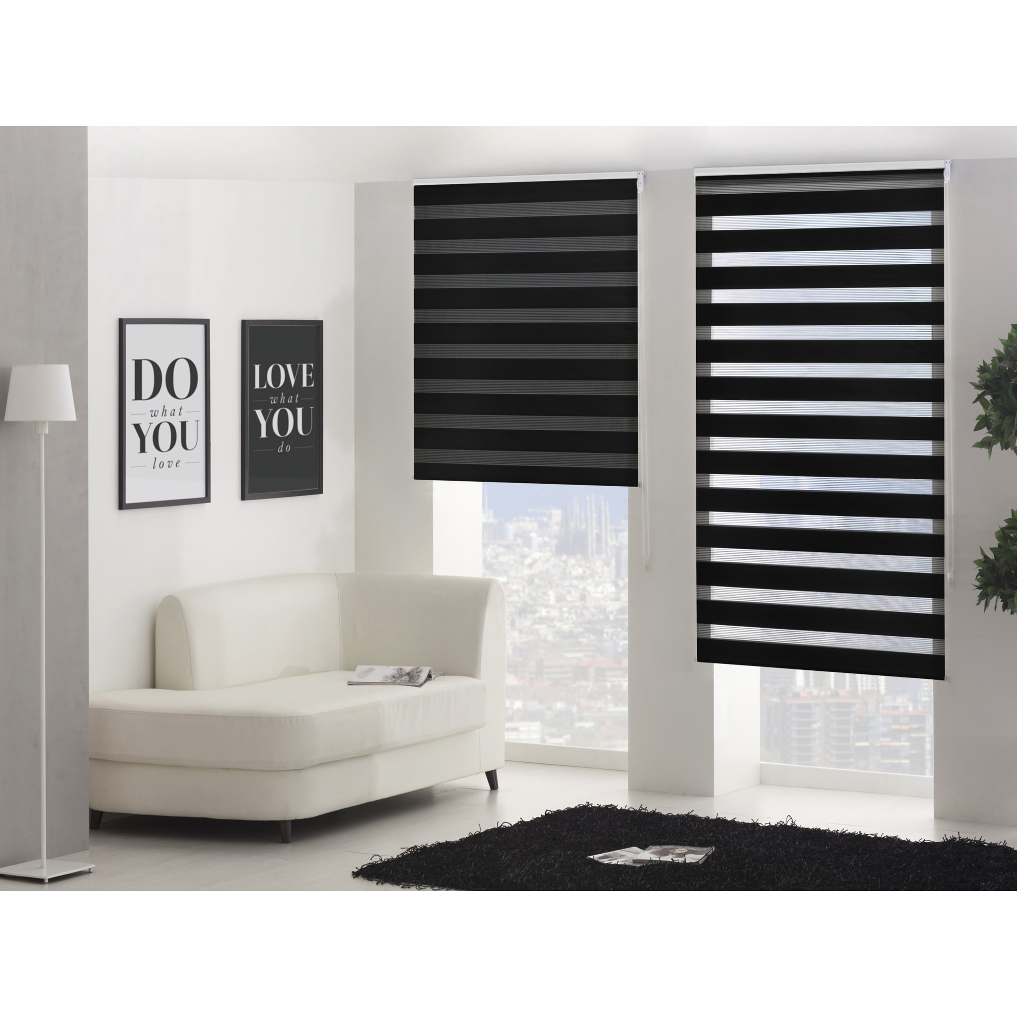 Estor noche y Día bicolor con tejido doble y cadena manual VELIRA NEGRO PURLINE  W