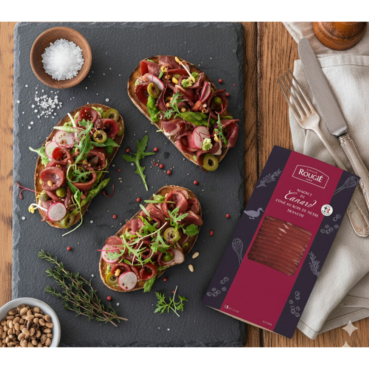 Lot de 3 - Magret de canard tranché fumé au bois de hêtre - 3x90g