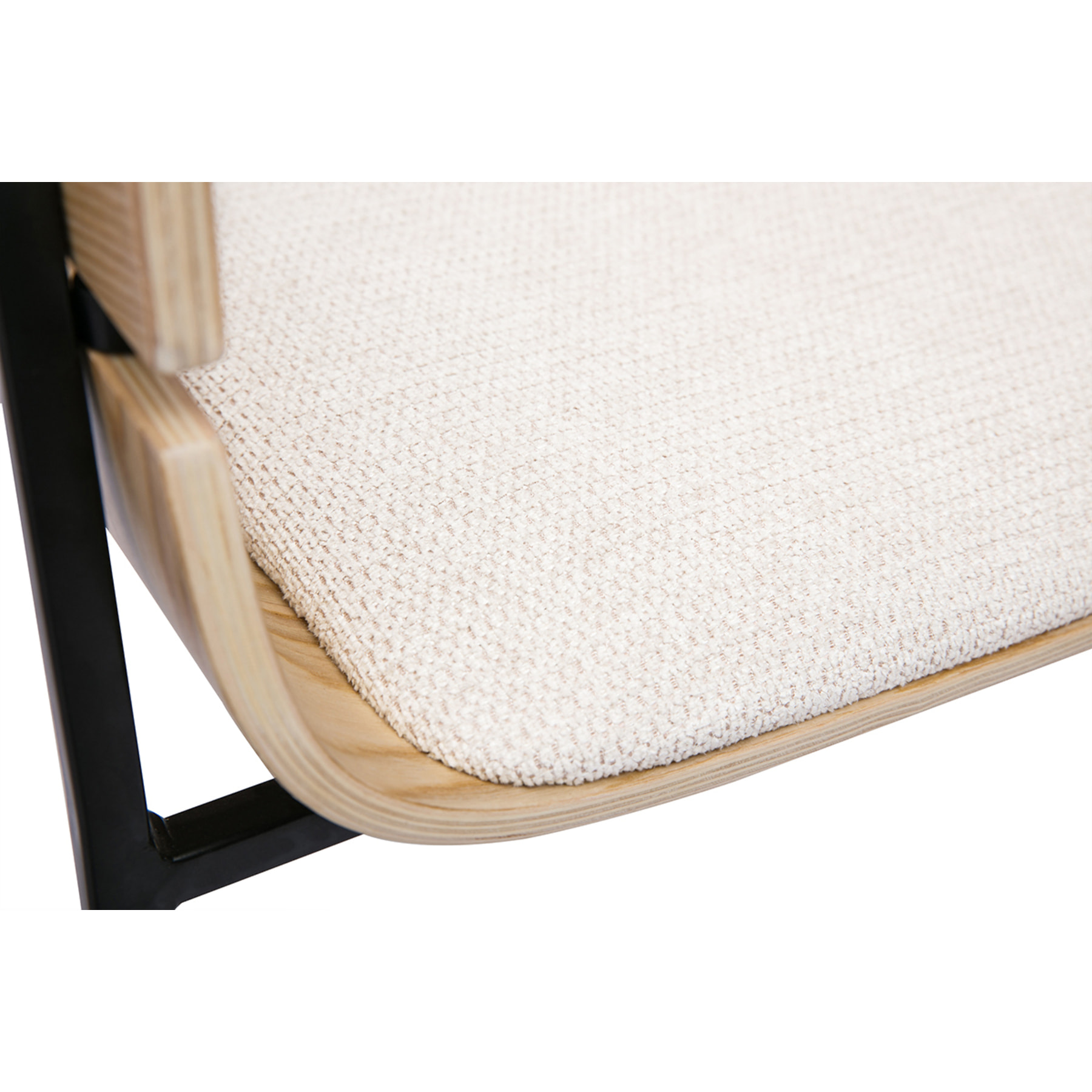 Chaise design bois clair et tissu chenille beige WESS