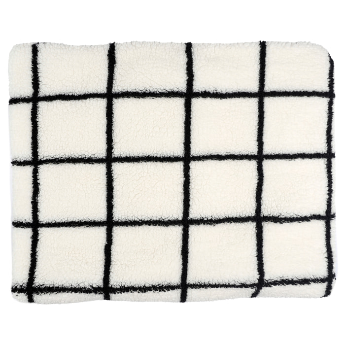 Plaid - HOME DECO FACTORY - Sherpa - Carreaux - Blanc et Noir