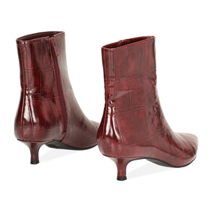 Tronchetti bordeaux in stampa cocco con tacco 4,5 cm