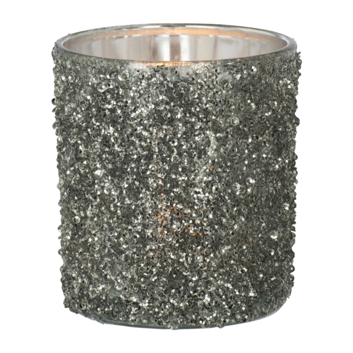 J-Line photophore Paillettes - verre - gris - medium - 2 pcs