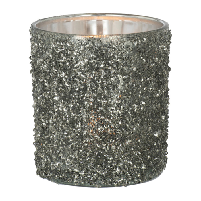 J-Line photophore Paillettes - verre - gris - medium - 2 pcs